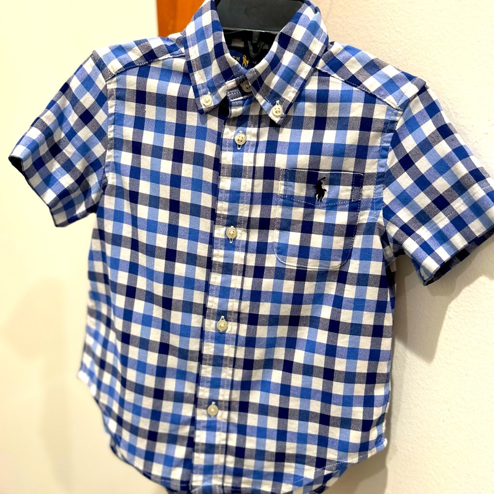 Ralph Lauren Plaid Performance Oxford Shirt size 2T. Great for summer!